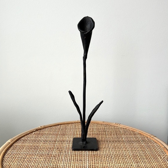 Vintage Other - Vintage Cast Iron Metal Floral Sculpture Candle Holder Made in Mexico